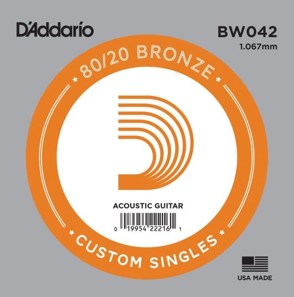 DADDARIO BW042 AKUSTİK TEK TEL, 80/20 BRONZE WOUND, 042, A-(LA)