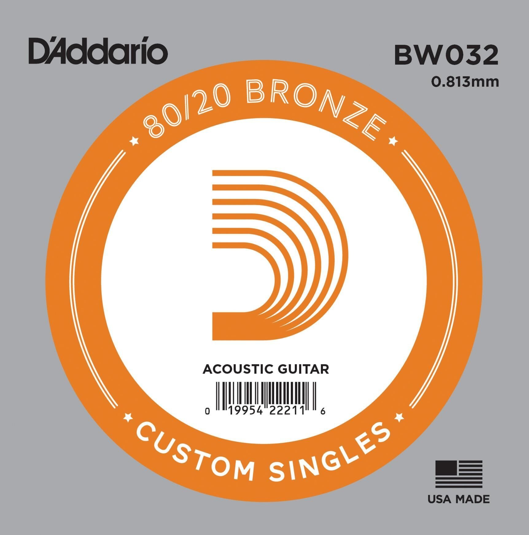 DADDARIO BW032 AKUSTİK TEK TEL, 80/20 BRONZE WOUND, 032, D-(RE)