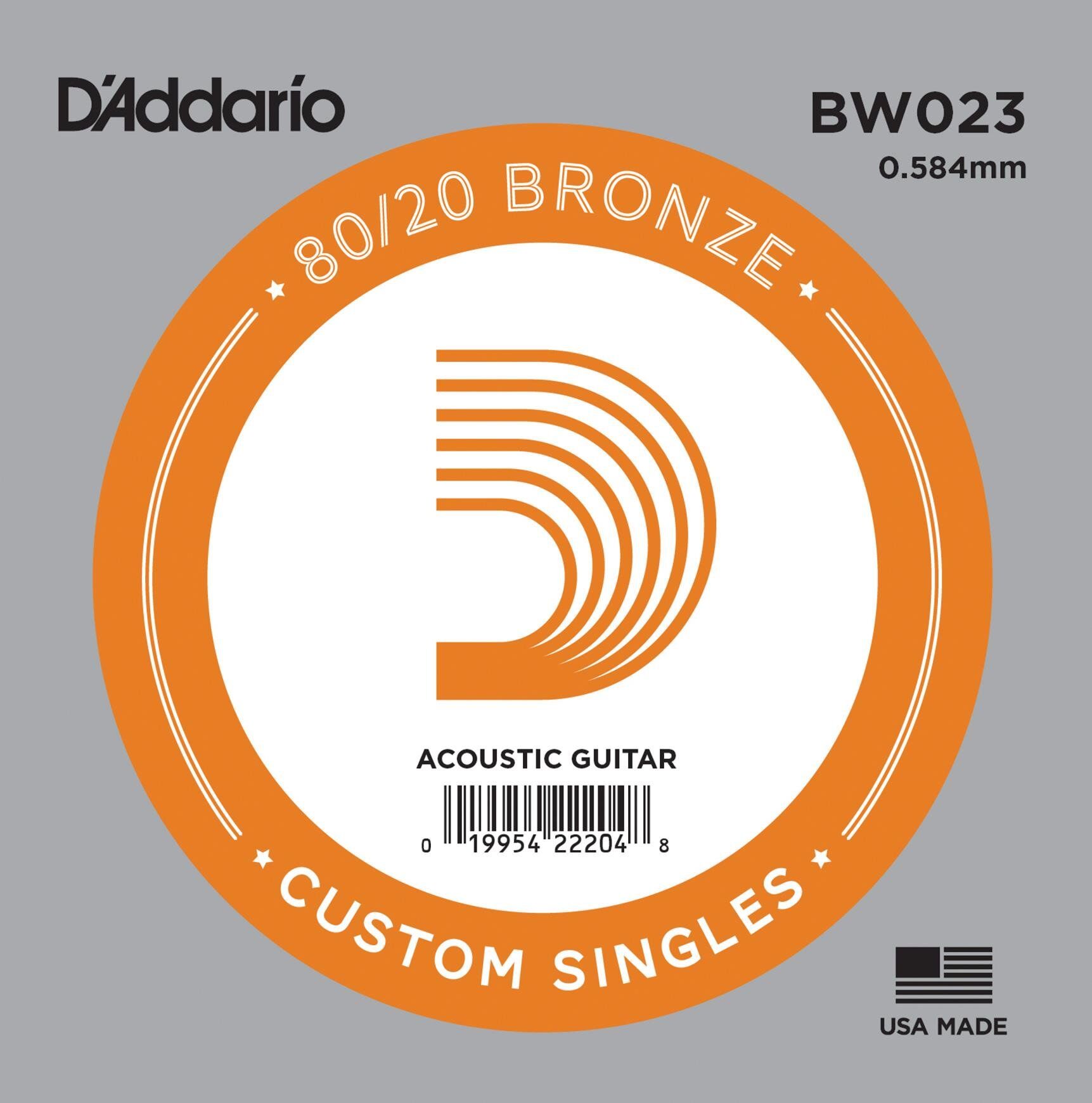 DADDARIO BW023 AKUSTİK TEK TEL, 80/20 BRONZE WOUND, 023, G-(SOL)
