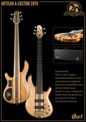 CORT A4 CUSTOM 20THNAT BASS GİTAR, ÇANTALI, NATUREL