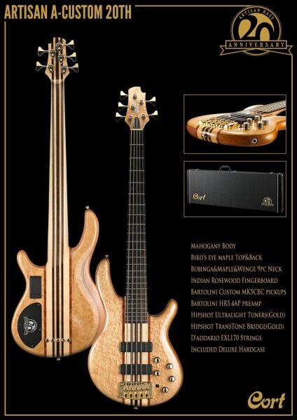 CORT A4 CUSTOM 20THNAT BASS GİTAR, ÇANTALI, NATUREL