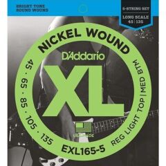 DADDARIO EXL165-5 BASS GİTAR TEL SETİ, 5 TELLİ, XL, 45-105, LONG SCALE