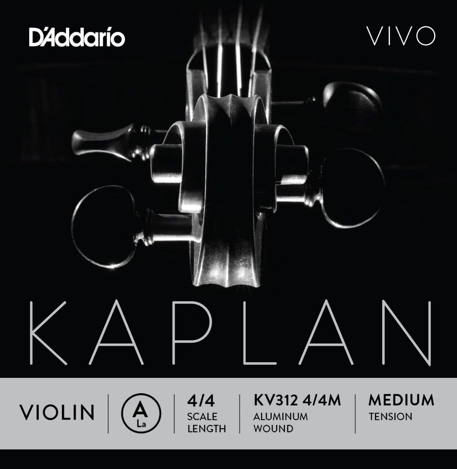 DADDARIO KV312 KEMAN TEK TEL, KAPLAN VIVO, 4/4, A-(LA), MEDIUM