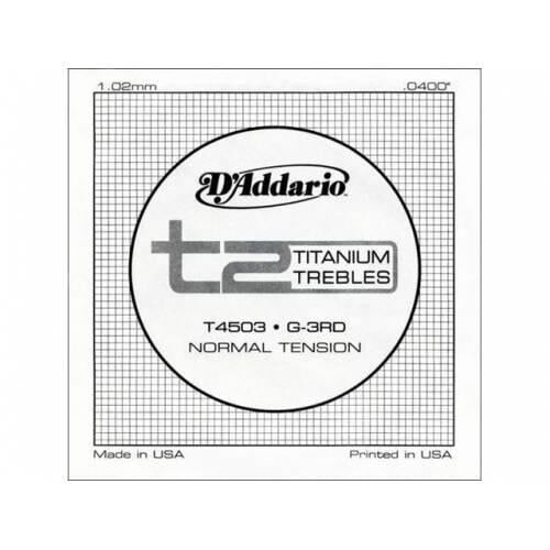 DADDARIO T4503 KLASİK TEK TEL, T2 SERİSİ, TITANIUM TREBLES, G-(SOL), (1,02MM), NORMAL