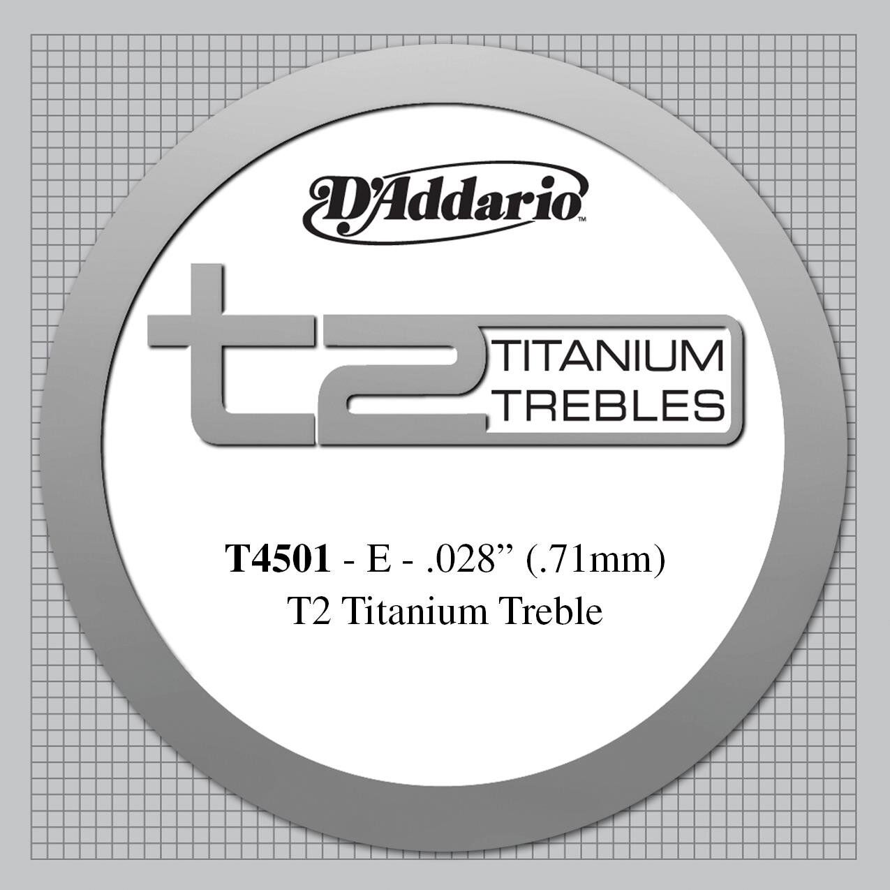 DADDARIO T4501 KLASİK TEK TEL, T2 SERİSİ, TITANIUM TREBLES, E-(Mİ), (0,71MM), NORMAL