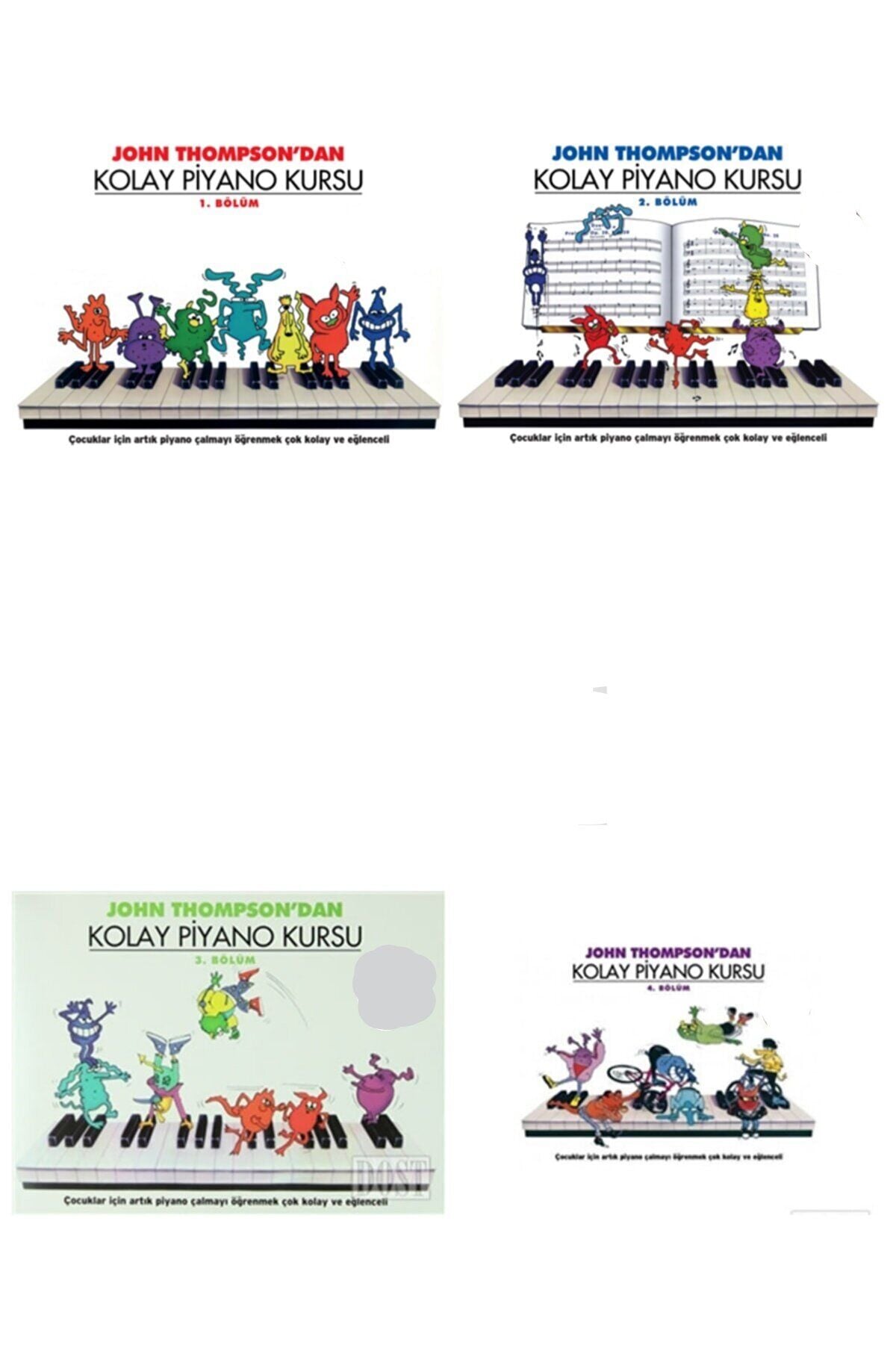 John Thompson 'dan Kolay Piyano Kursu 1. 2. 3. 4. Bölüm (4 KİTAP SET)