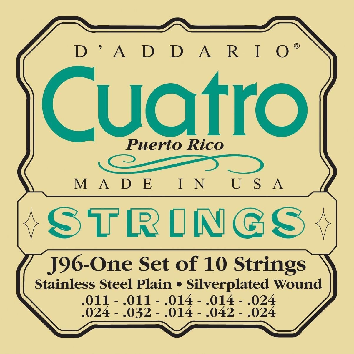 DADDARIO J96 PUERTO RICO CUATROSU İSİMLİ ENSTRÜMAN İÇİN 10'LU TAKIM