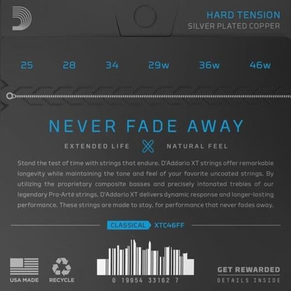 DADDARIO XTC46FF KLASİK GİTAR TEL SETİ, COATED, HARD TENSION