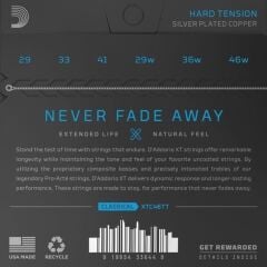DADDARIO XTC46TT KLASİK GİTAR TEL SETİ, TITANIUM, HARD TENSION