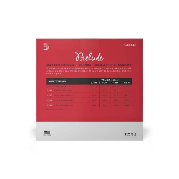 DADDARIO J1010 1/2M CELLO TEL SETİ, PRELUDE, 1/2, MEDIUM