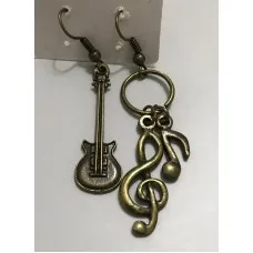 Sol Anahtarlı Sekizlik Notalı Gitarlı Küpe